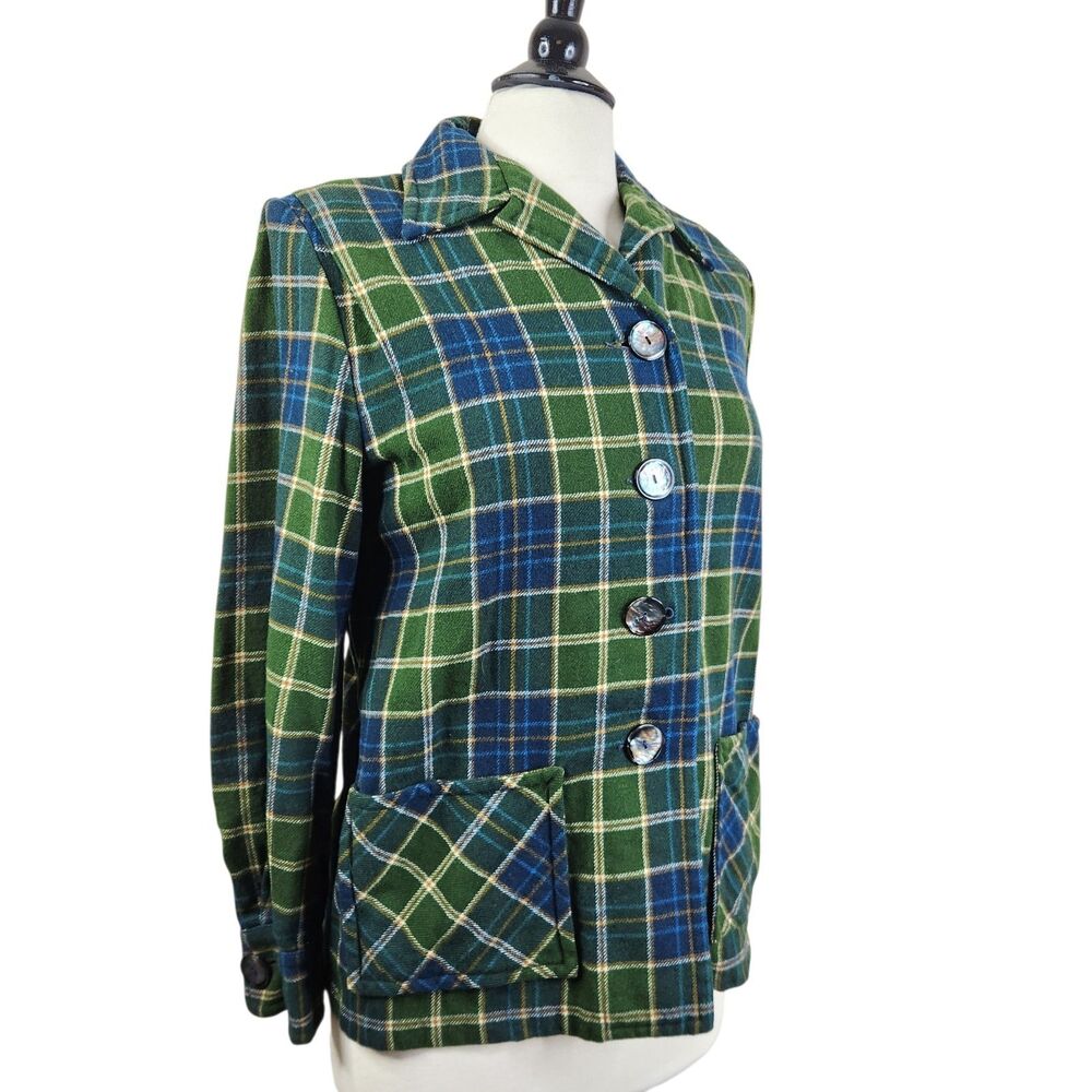 Knockabouts By Pendleton Vintage 60s Womens Virgin Wool Plaid 5 Button Blazer L